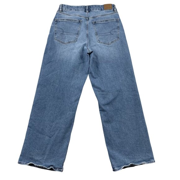 American Eagle Jeans Womens 8 Curvy Super High Rise Baggy Straight Denim - Picture 2 of 9